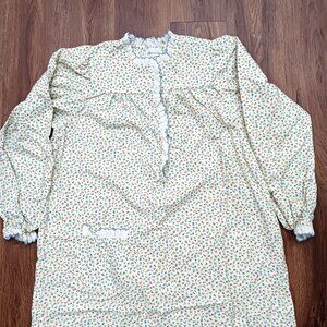 Vtg Mamary Womens M Floral Long Flannel Nightgown 100% Cotton Modest